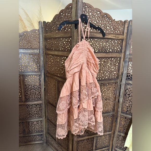 Ulla Johnson Savannah Floral-lace Halterneck Dress In Azalea - Picture 4 of 5